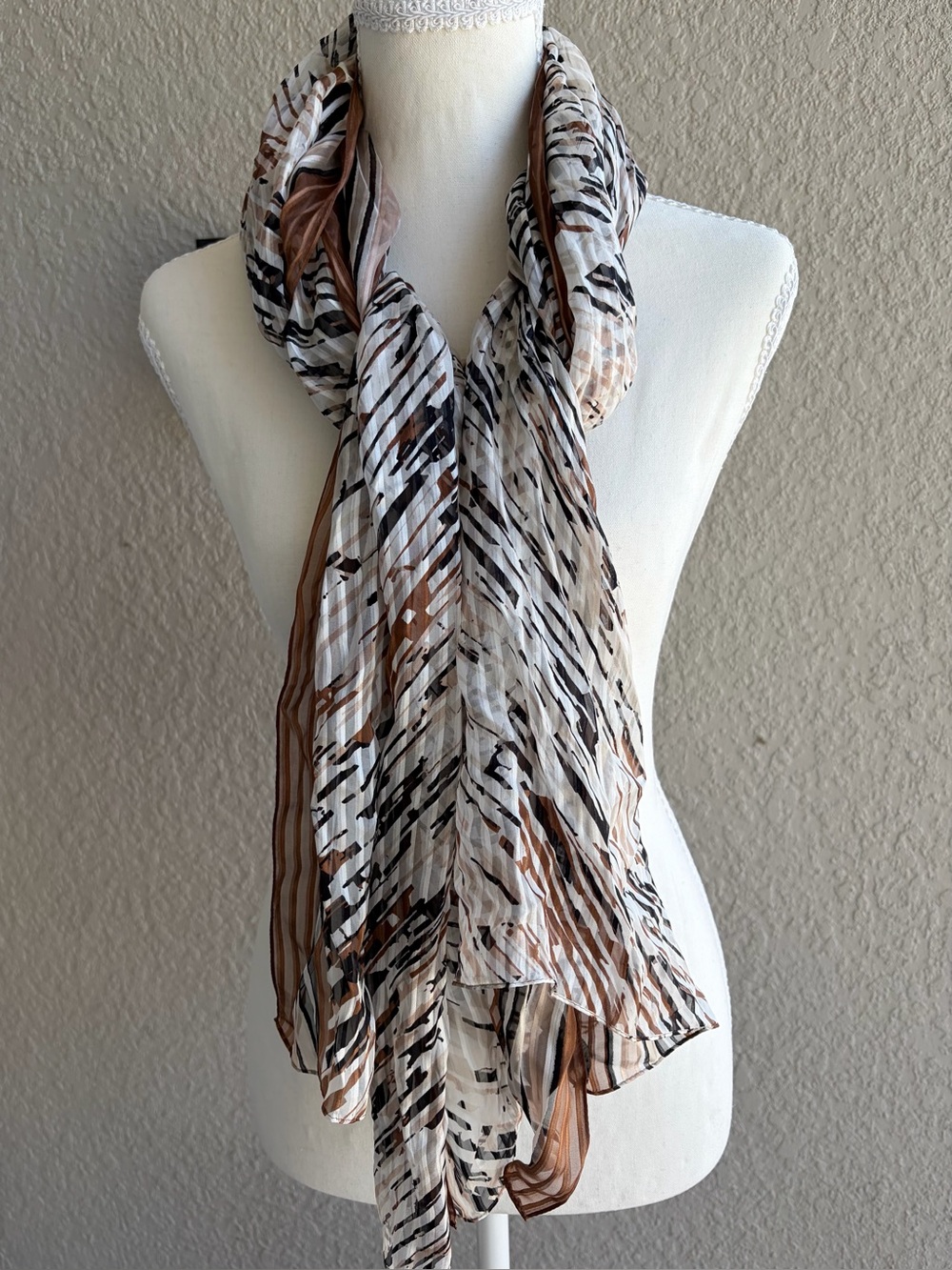 WHBM Women’s Brown Silk Long Scarf